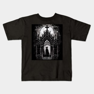 Gothic Art Wolf Moon Night Kids T-Shirt